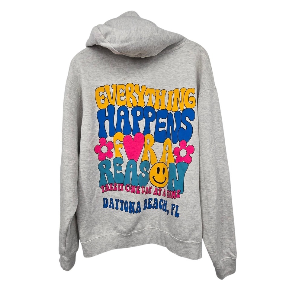 Pacific Co Daytona Beach Spring Break Graphic Hoodie Women's MED Colorful Hippie